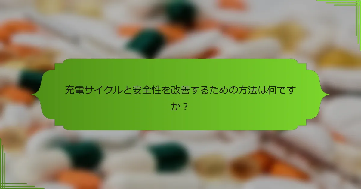 充電サイクルと安全性を改善するための方法は何ですか？