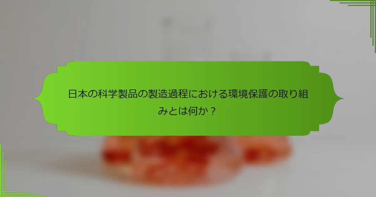 日本の科学製品の製造過程における環境保護の取り組みとは何か？