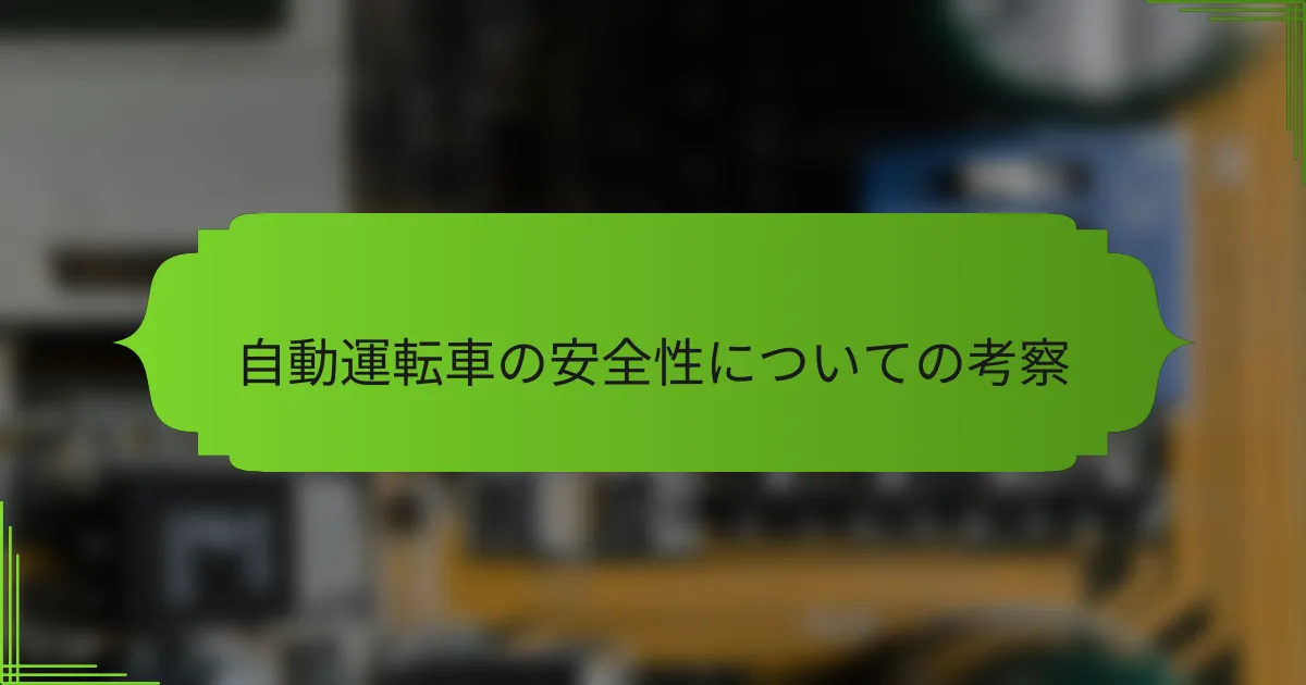 自動運転車の安全性についての考察